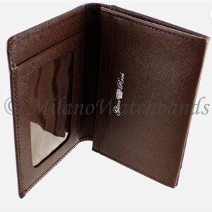 Glam Rock Brown High Quality Saffiano Leather Horizontal Double ID Wallet